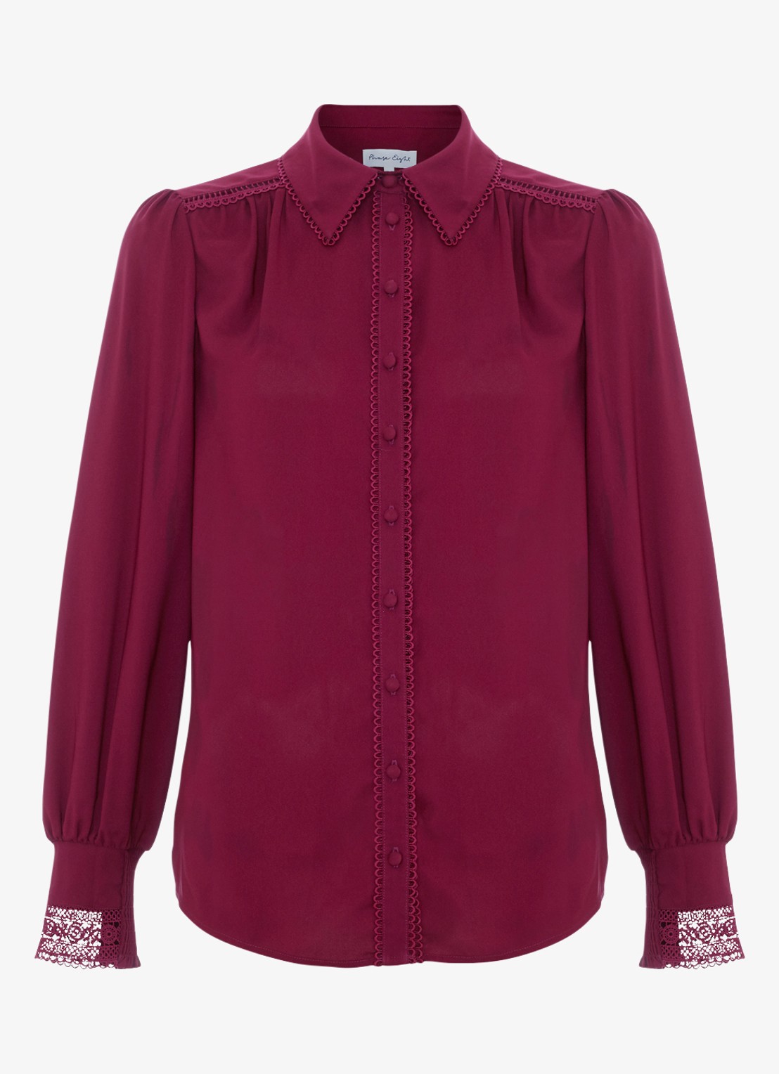 Phase Eight Uma blouse met details van kant - voorkant 7 bordeauxrood