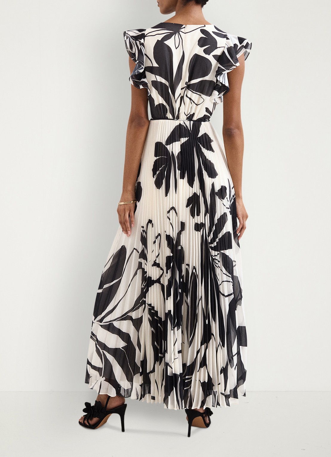 Phase Eight Uma maxi jurk met strikceintuur en print - achterkant zwart