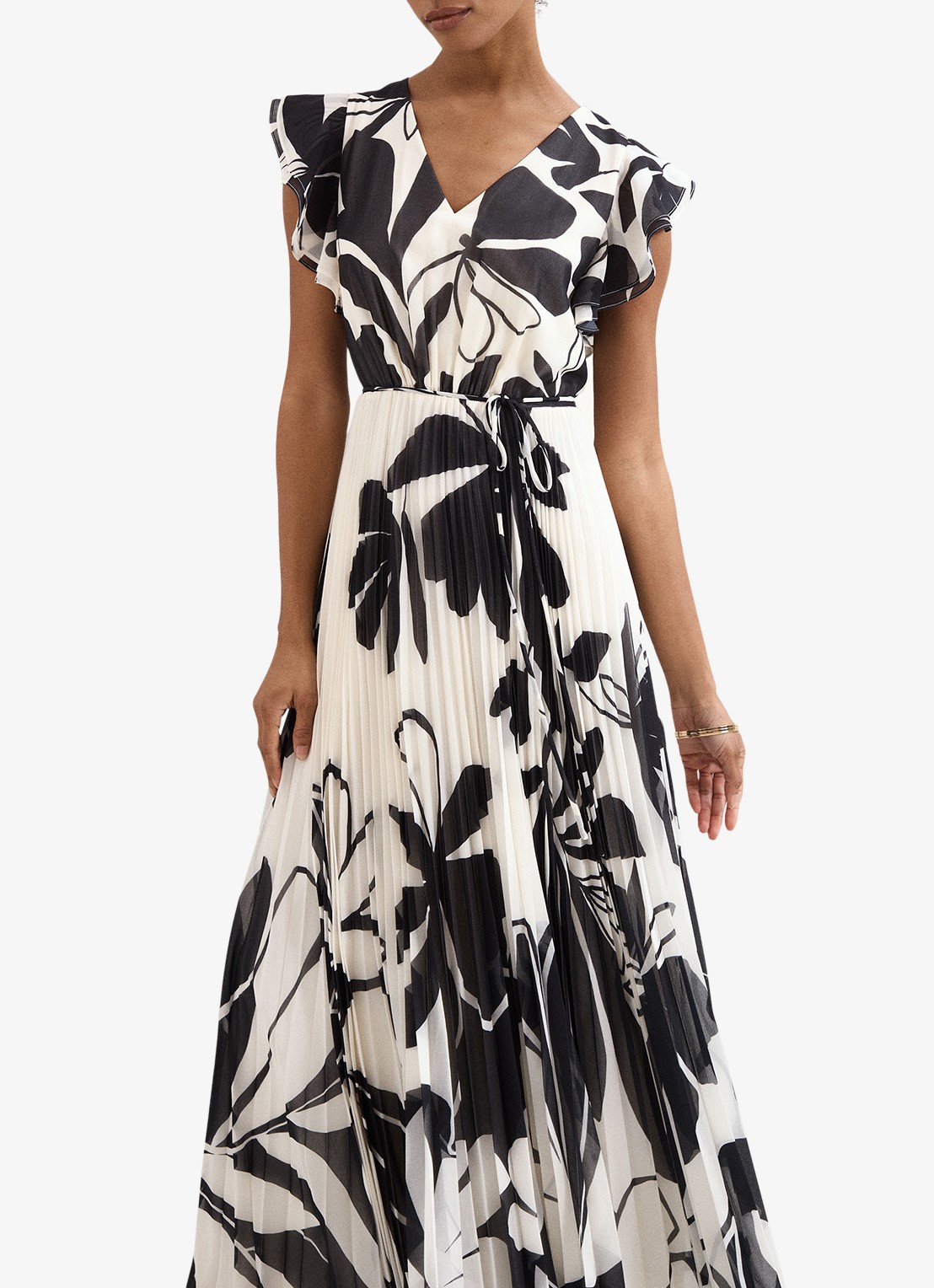 Phase Eight Uma maxi jurk met strikceintuur en print - detail 2 zwart