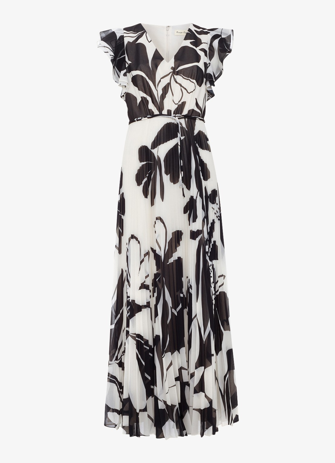 Phase Eight Uma maxi jurk met strikceintuur en print - voorkant 6 zwart