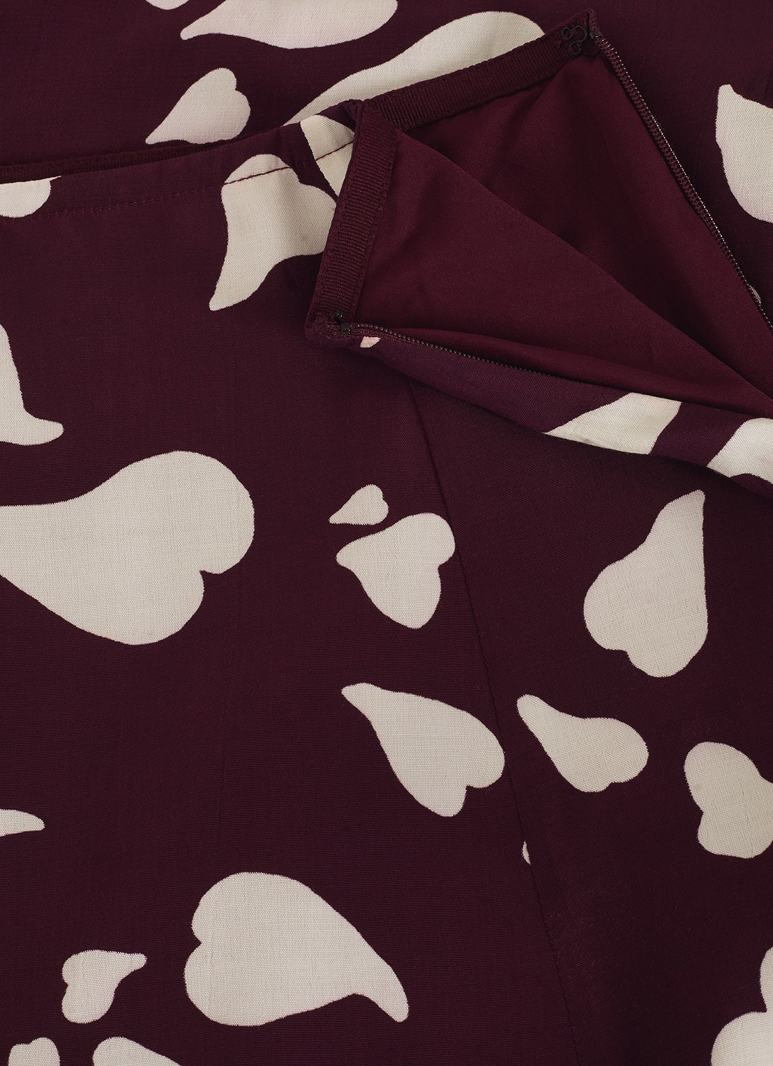 Phase Eight Valentina A-lijn maxi rok met grafische print - detail 6 bordeauxrood