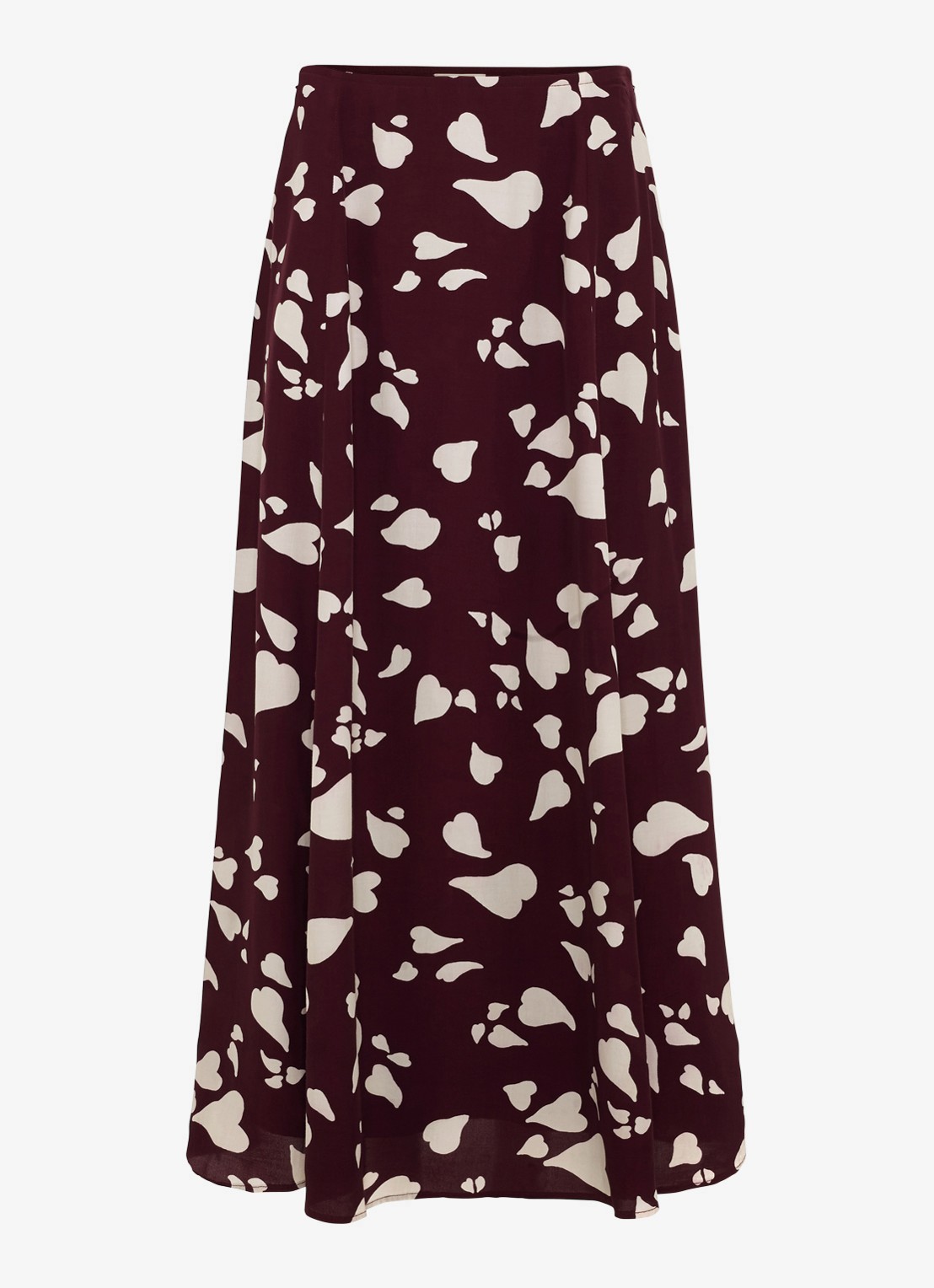Phase Eight Valentina A-lijn maxi rok met grafische print - voorkant bordeauxrood