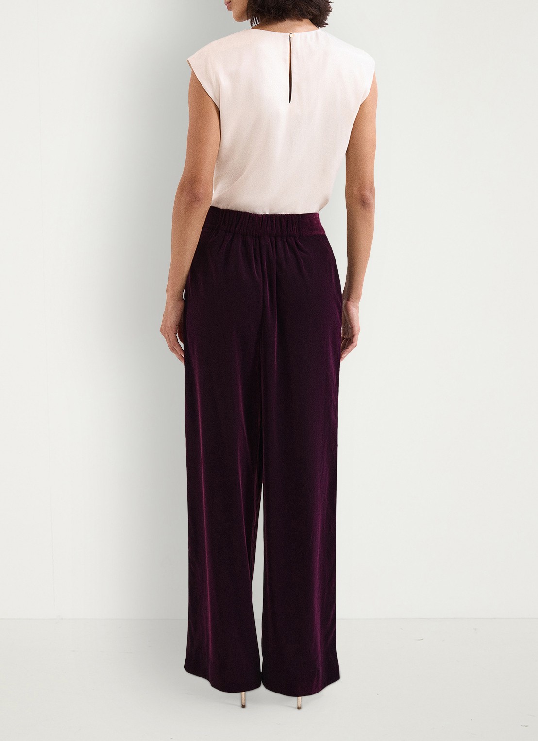 Phase Eight Valentina high waist loose fit pantalon van fluweel - achterkant 6 paars