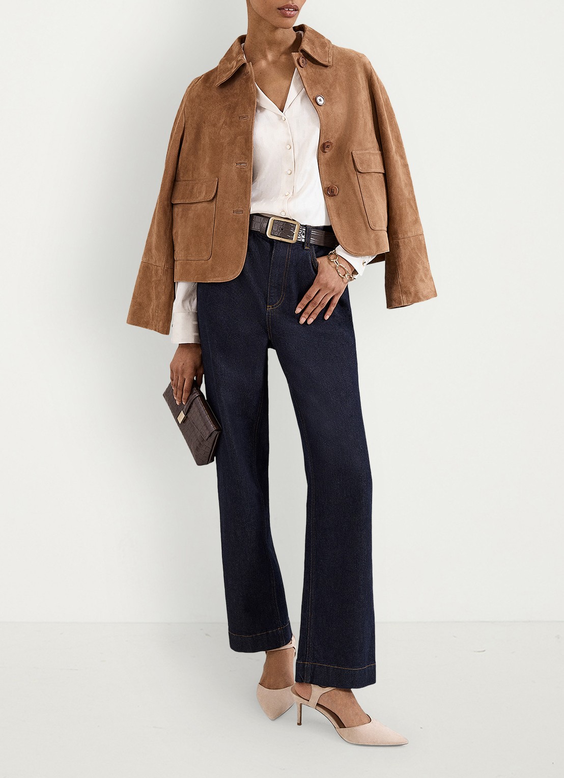 Phase Eight Vega blouse met V-hals - detail 6 gebroken wit