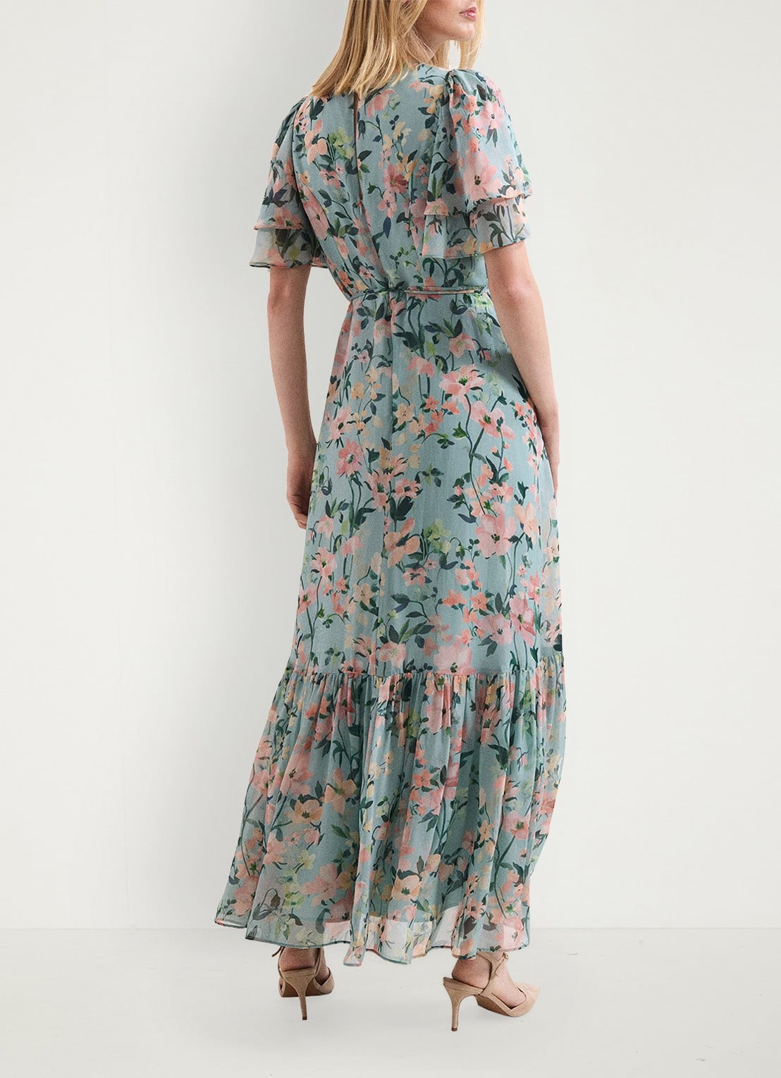 Phase Eight Violet midi jurk met bloemenprint - achterkant 6 multicolor