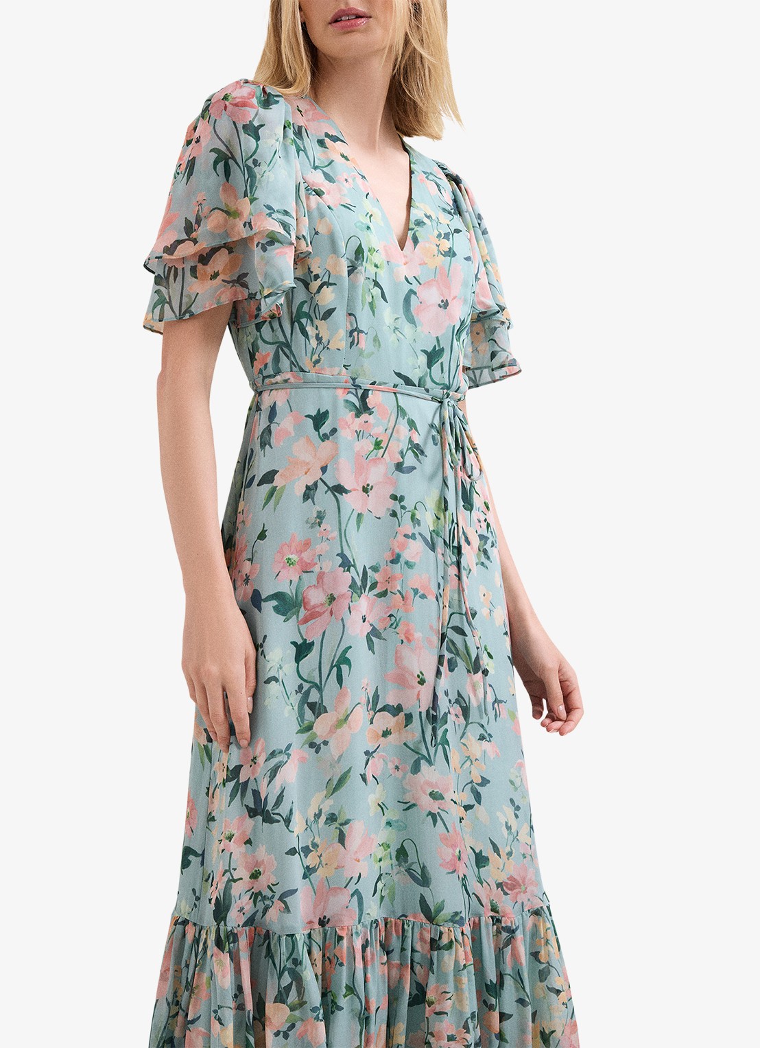 Phase Eight Violet midi jurk met bloemenprint - detail multicolor