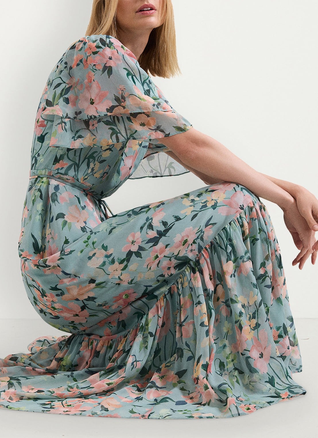 Phase Eight Violet midi jurk met bloemenprint - detail 5 multicolor