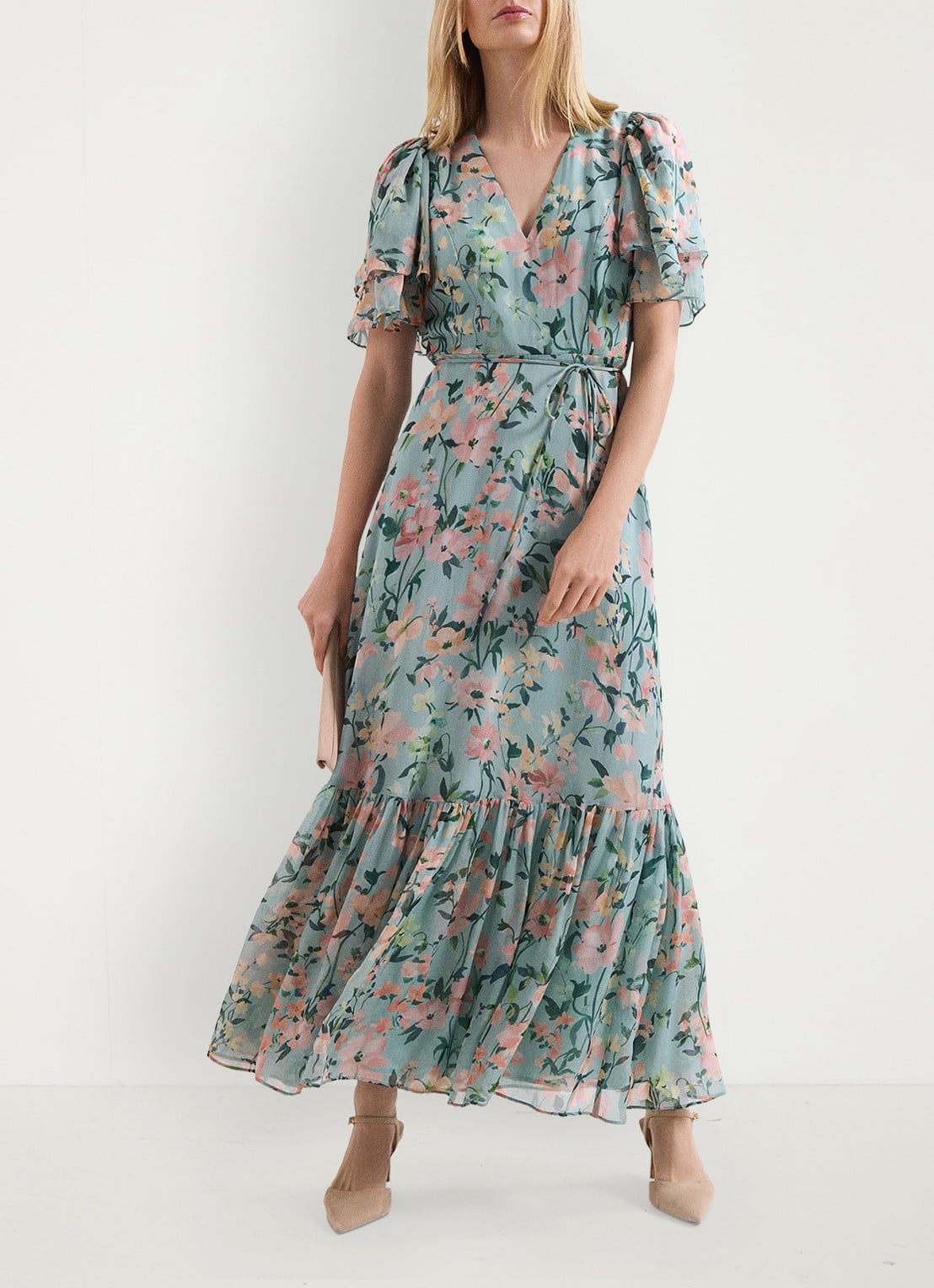 Phase Eight Violet midi jurk met bloemenprint - voorkant 8 multicolor