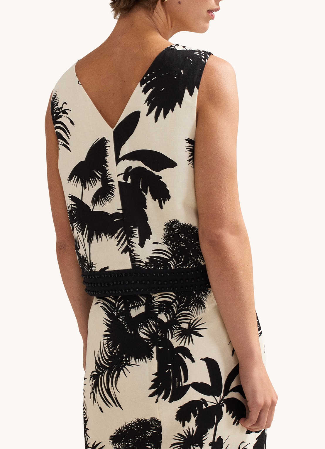 Phase Eight Vittoria tuniek met print en kralendecoratie - achterkant 3 ivoor