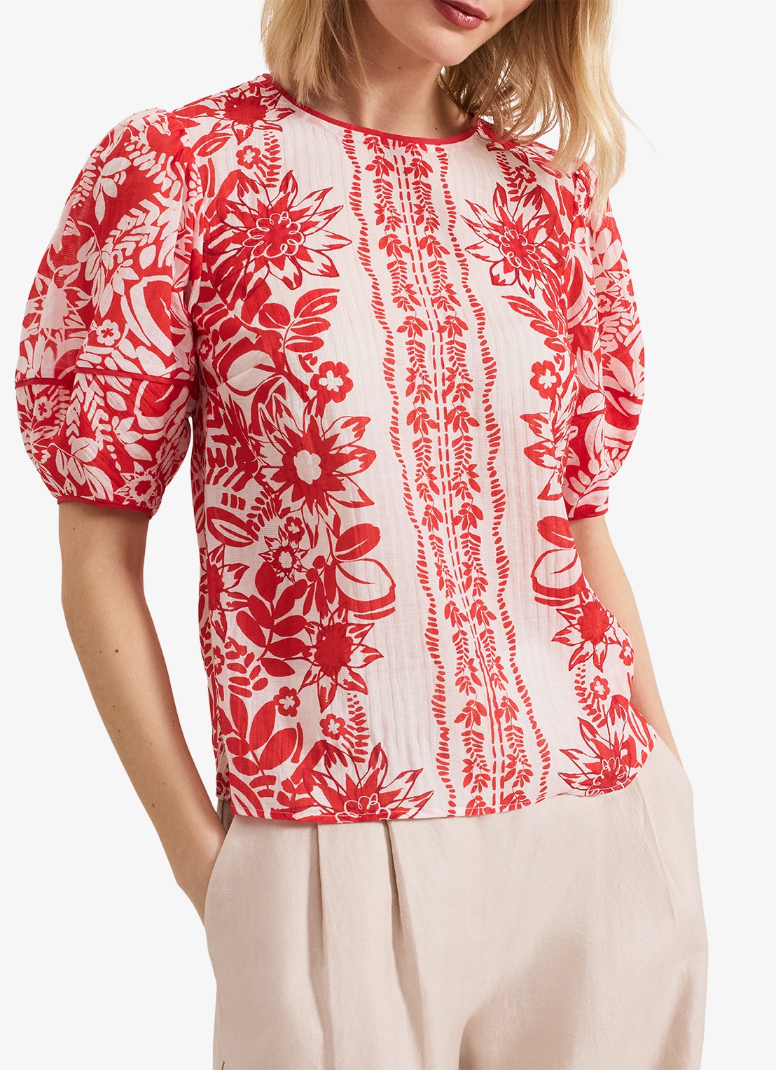 Phase Eight Vivi tuniek met bloemenprint - detail 4 rood