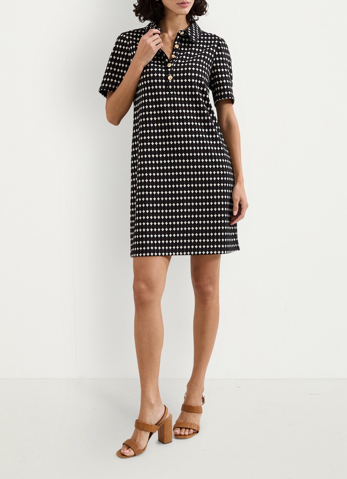 Phase Eight Vivienne mini tuniekjurk met print - voorkant 8 zwart