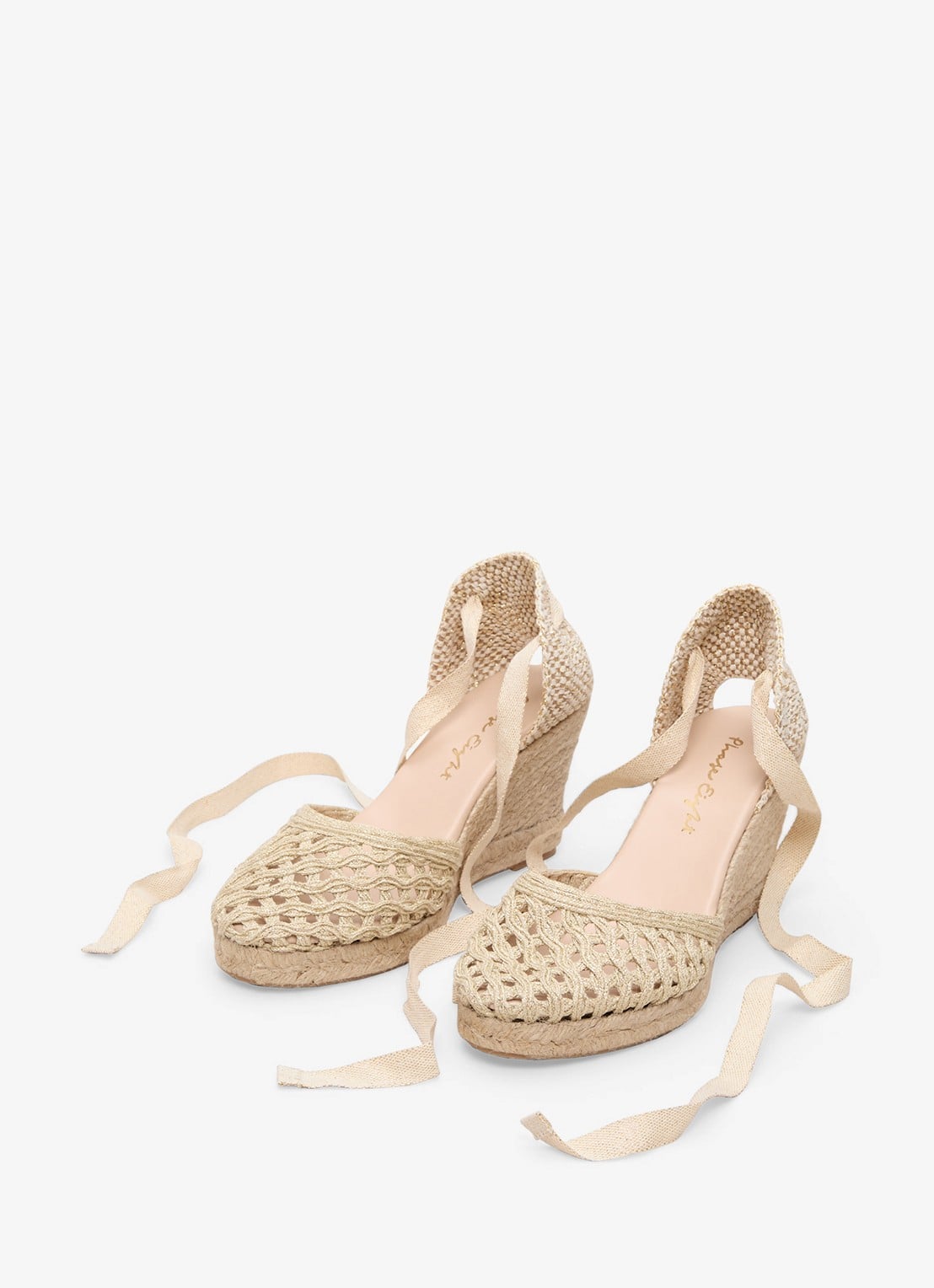 Phase Eight Wedge espadrilles met lurex - detail beige