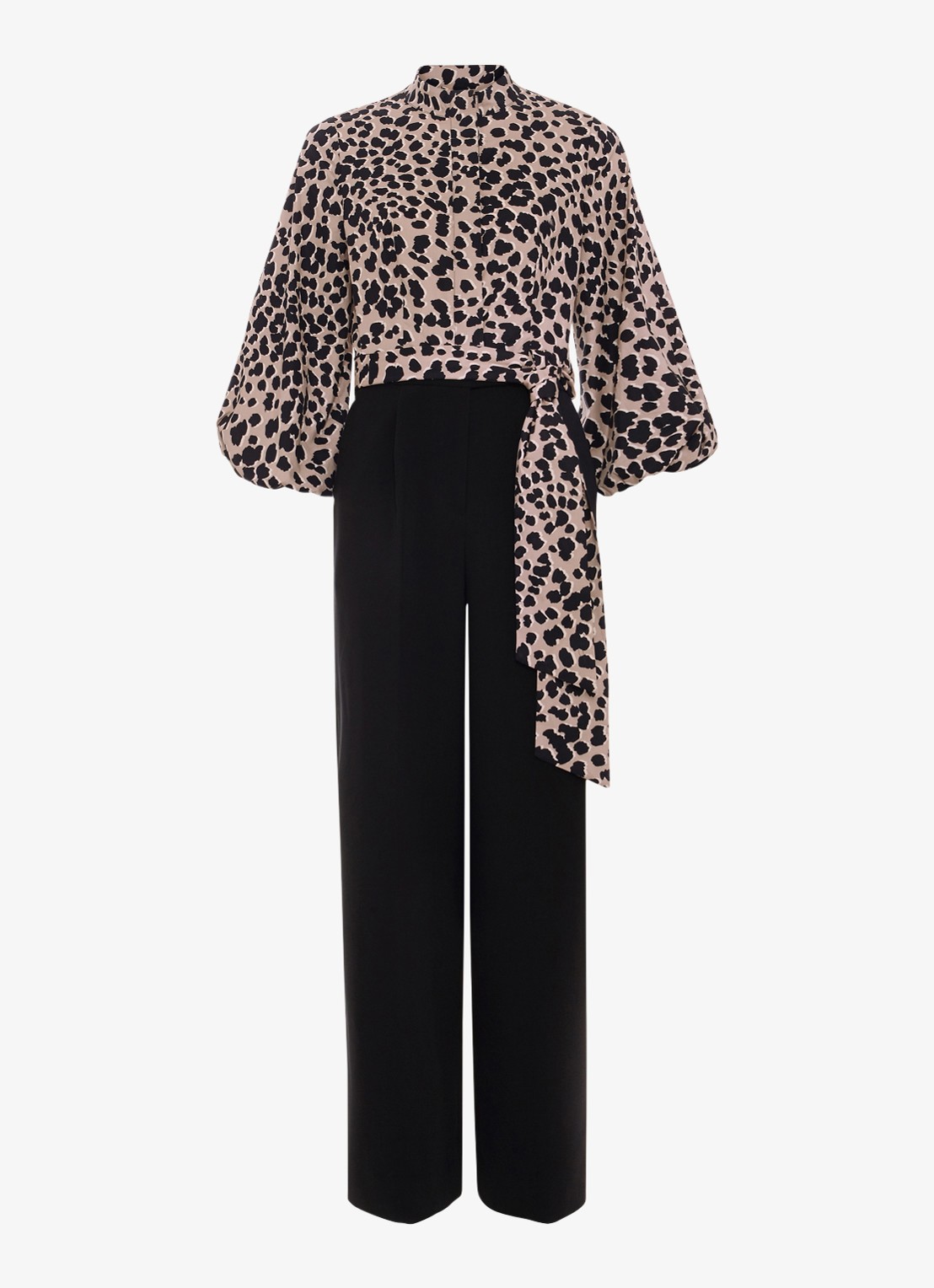 Phase Eight Wide fit jumpsuit met dierenprint - voorkant 2 zwart
