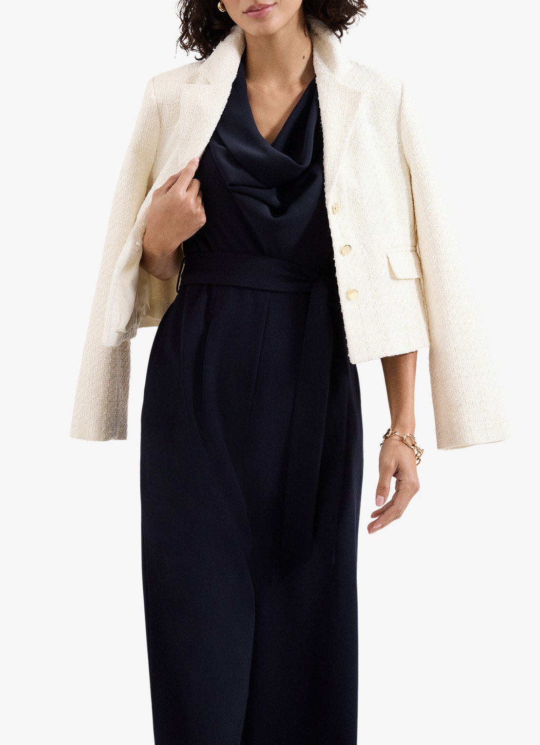 Phase Eight Wide fit jumpsuit met strikceintuur - detail 4 donkerblauw