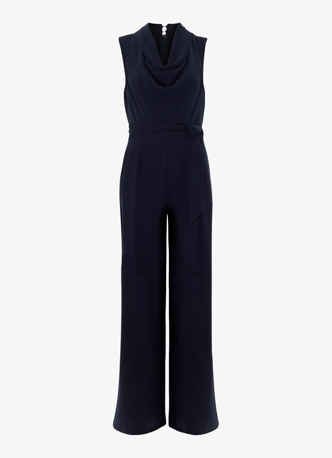 Phase Eight Wide fit jumpsuit met strikceintuur - voorkant 6 donkerblauw