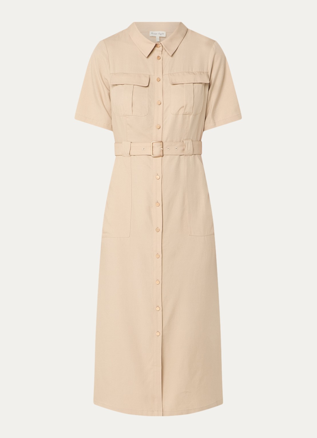 Phase Eight Willow midi blousejurk  met ceintuur - voorkant 2 beige