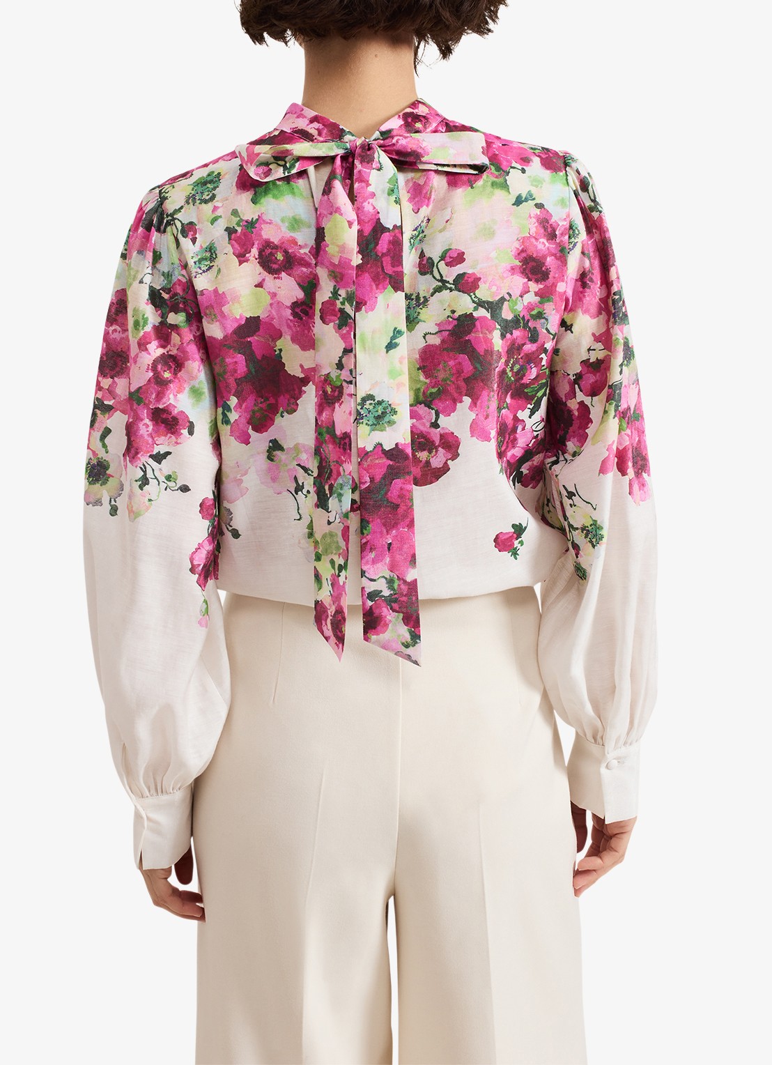 Phase Eight Winnie top in linnenblend met bloemenprint - achterkant 8 ivoor