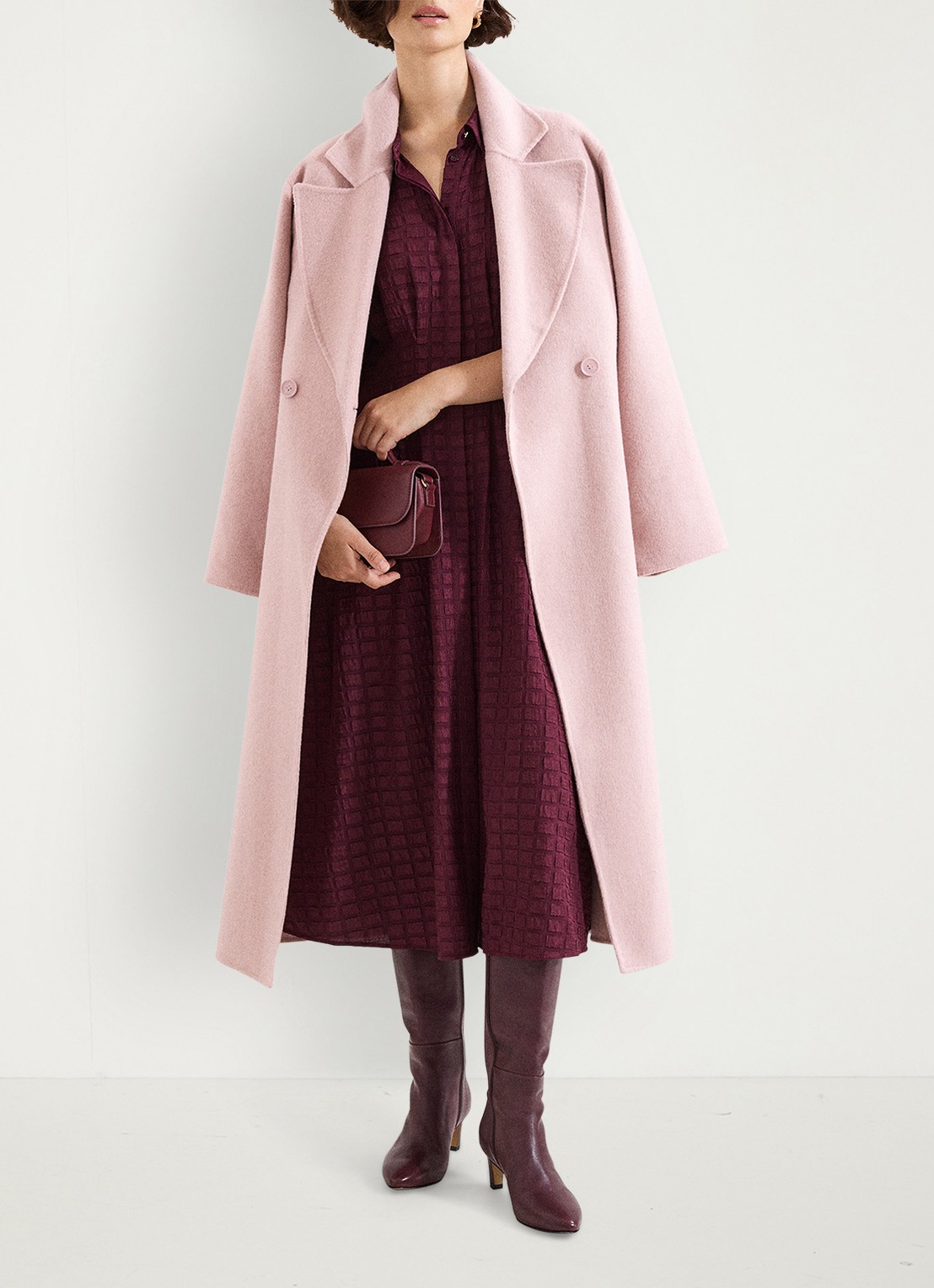 Phase Eight Yasmine midi jurk met pofmouw - detail 6 bordeauxrood