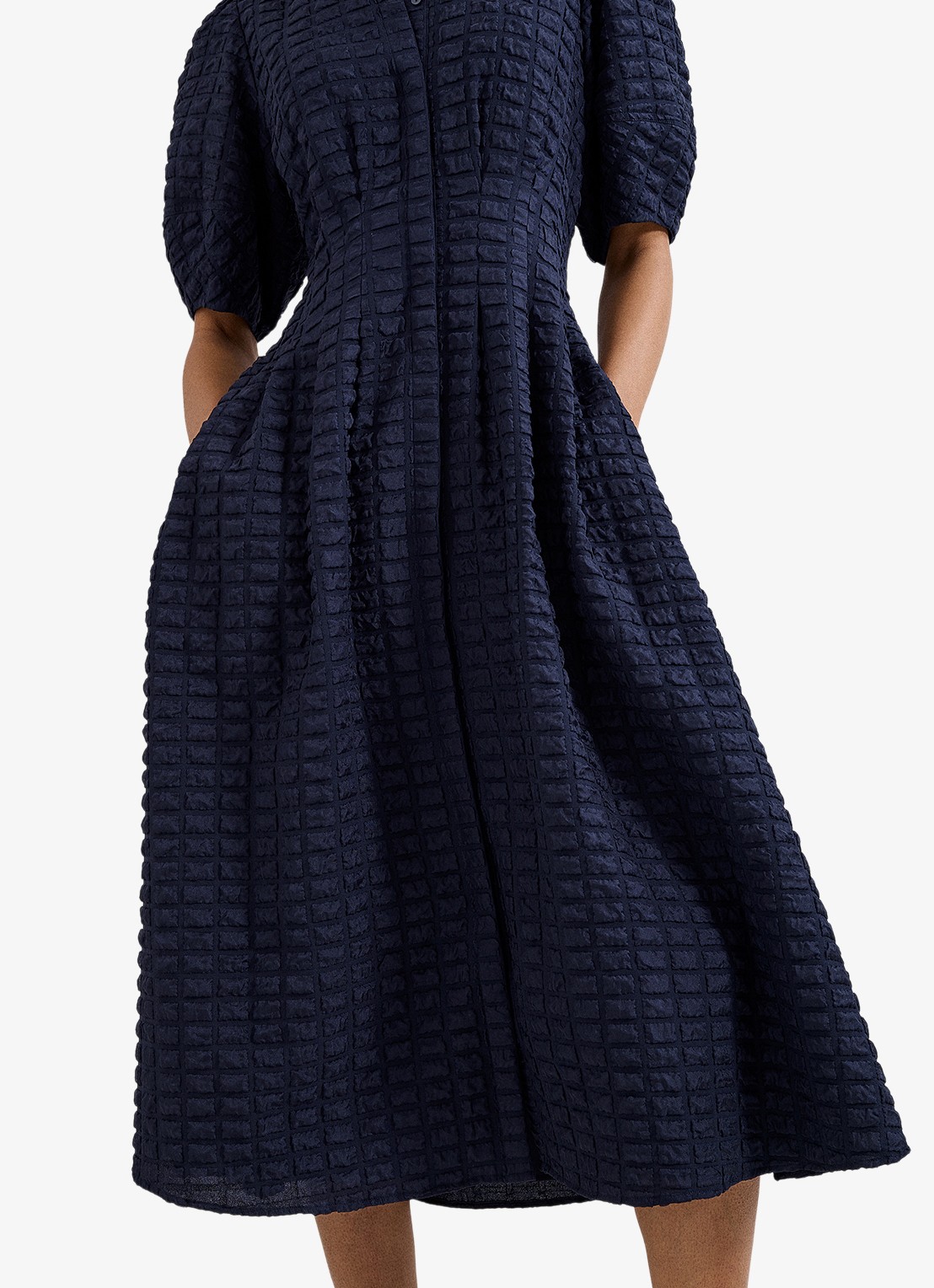 Phase Eight Yasmine midi jurk met pofmouw - detail 5 blauw