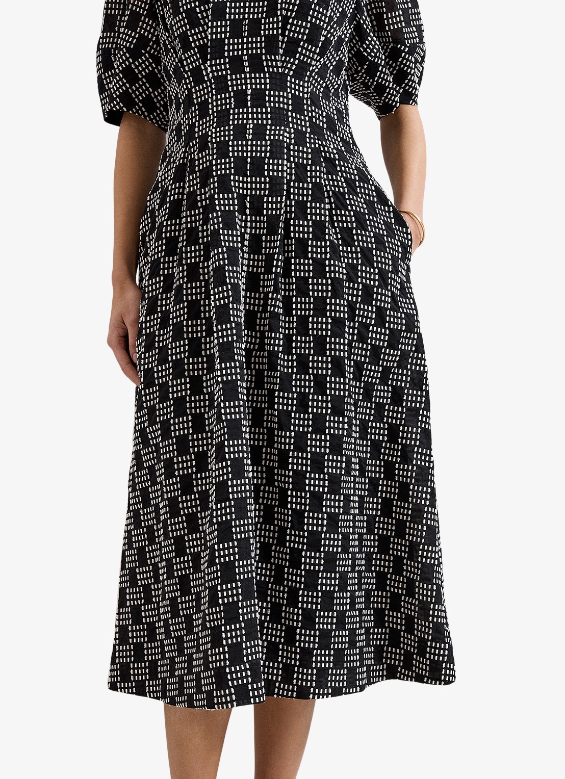 Phase Eight Yasmine midi jurk met print - detail 4 zwart