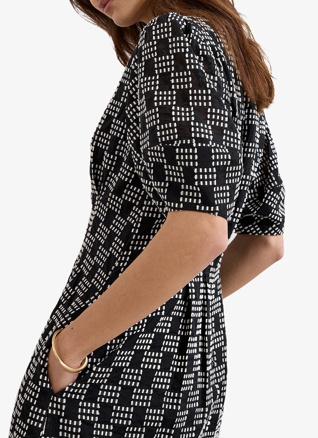 Phase Eight Yasmine midi jurk met print - detail 6 zwart