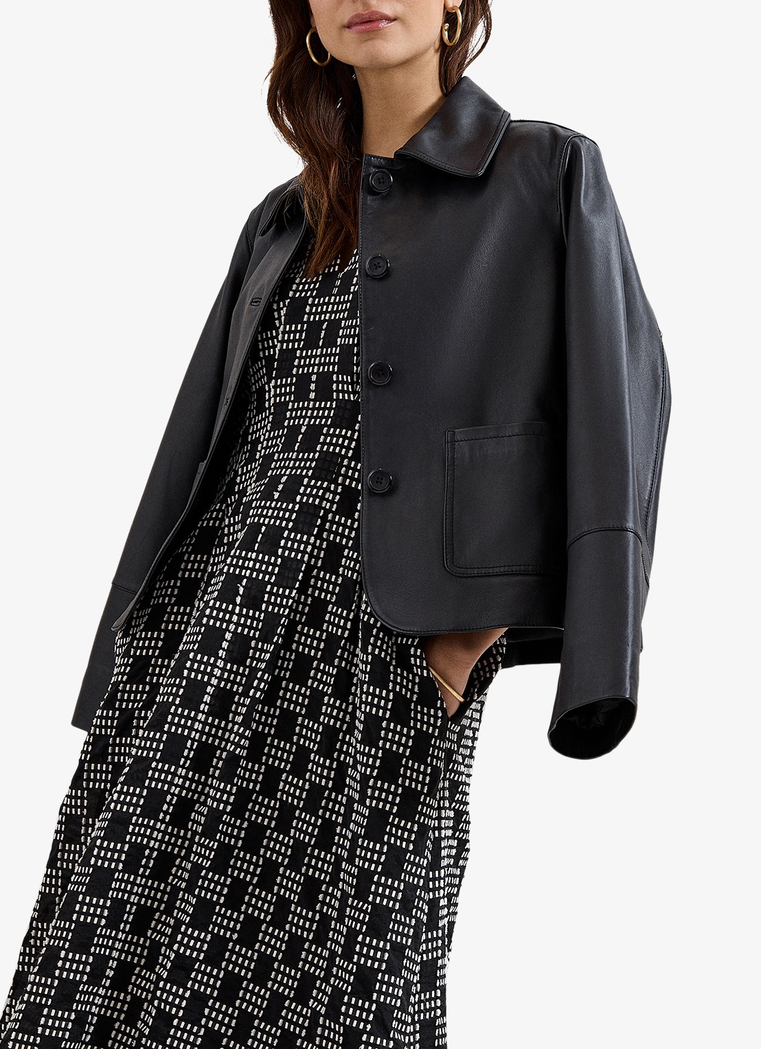 Phase Eight Yasmine midi jurk met print - detail 7 zwart