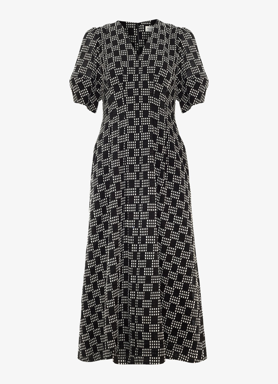 Phase Eight Yasmine midi jurk met print - voorkant 2 zwart