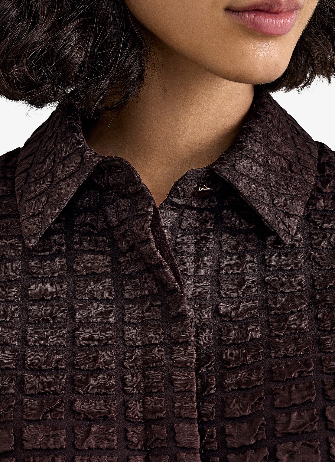 Phase Eight Yasmine mini blousejurk met pofmouwen - detail 3 bruin