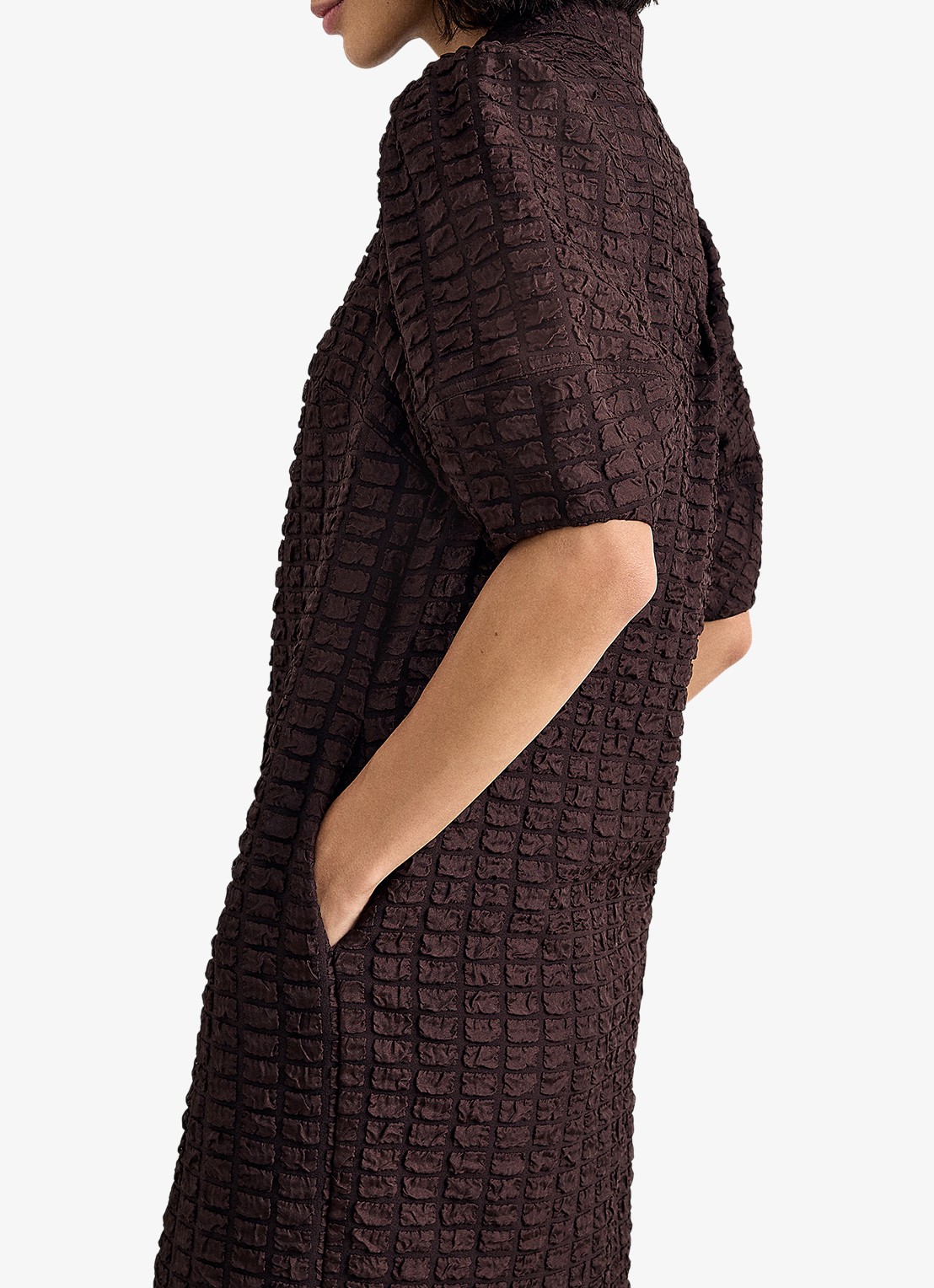 Phase Eight Yasmine mini blousejurk met pofmouwen - detail 4 bruin