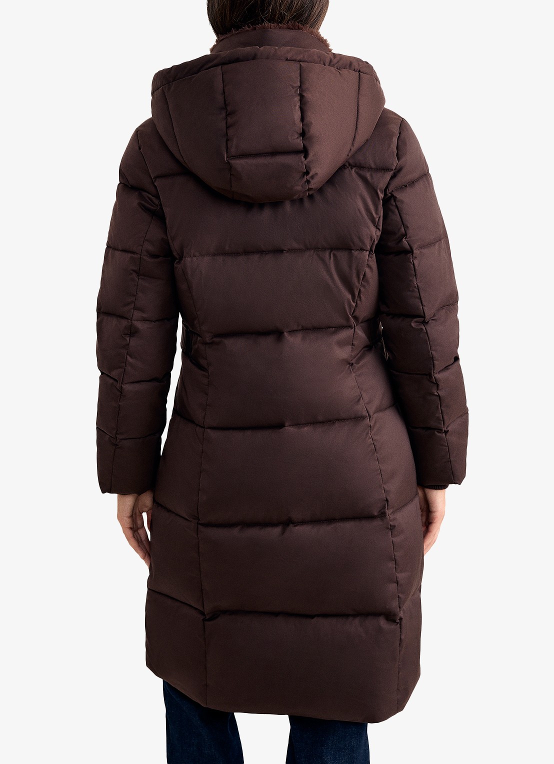 Phase Eight Yasmine puffer jas met afneembare capuchon - achterkant 3 aubergine