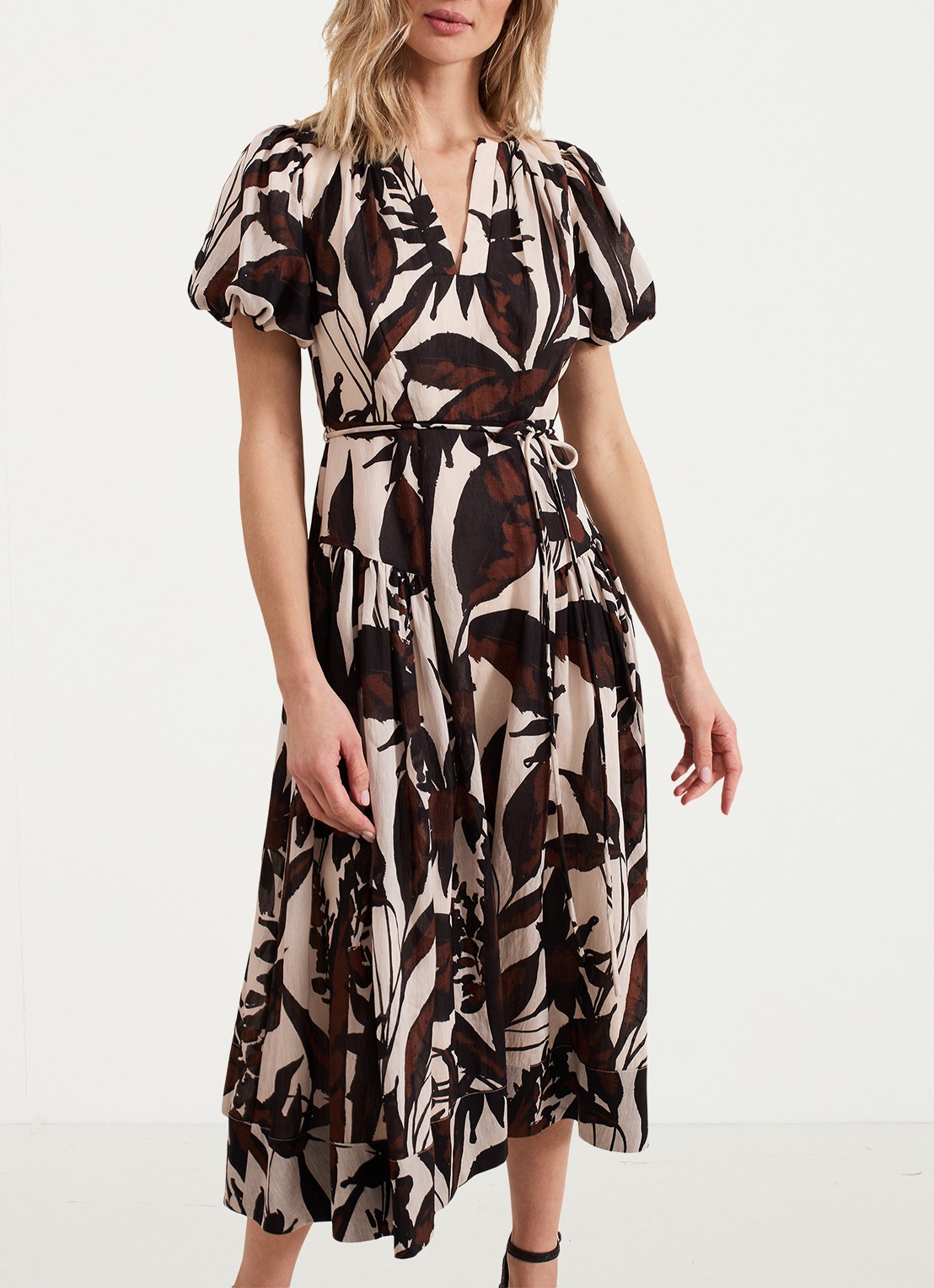 Phase Eight Zarah midi wikkeljurk  met print - detail 2 zwart