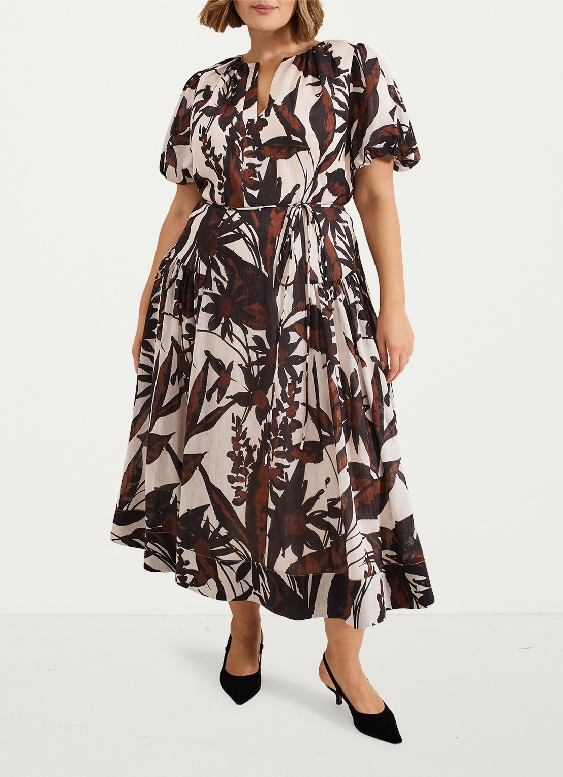 Phase Eight Zarah midi wikkeljurk  met print - detail 6 zwart
