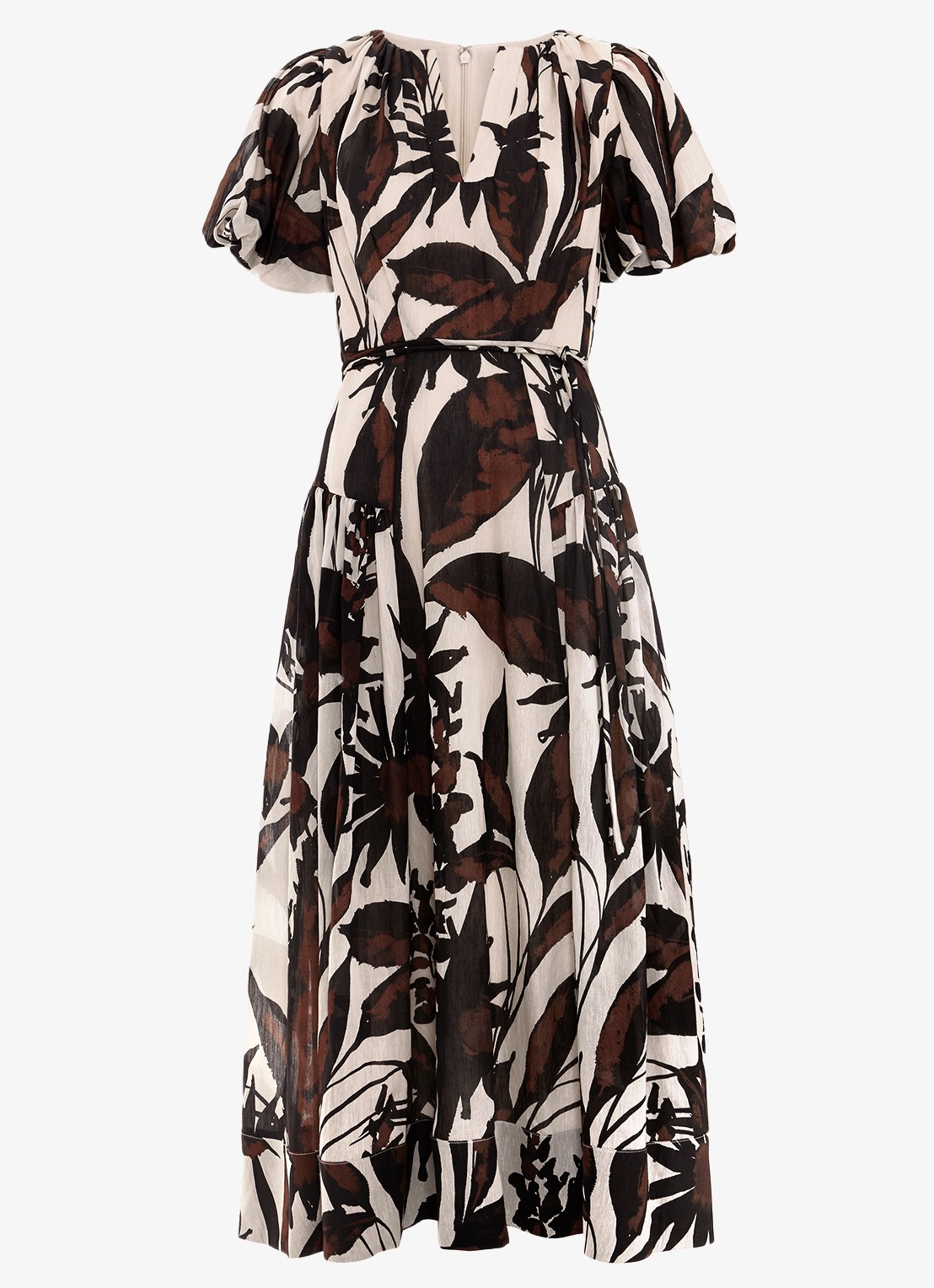 Phase Eight Zarah midi wikkeljurk  met print - voorkant 7 zwart