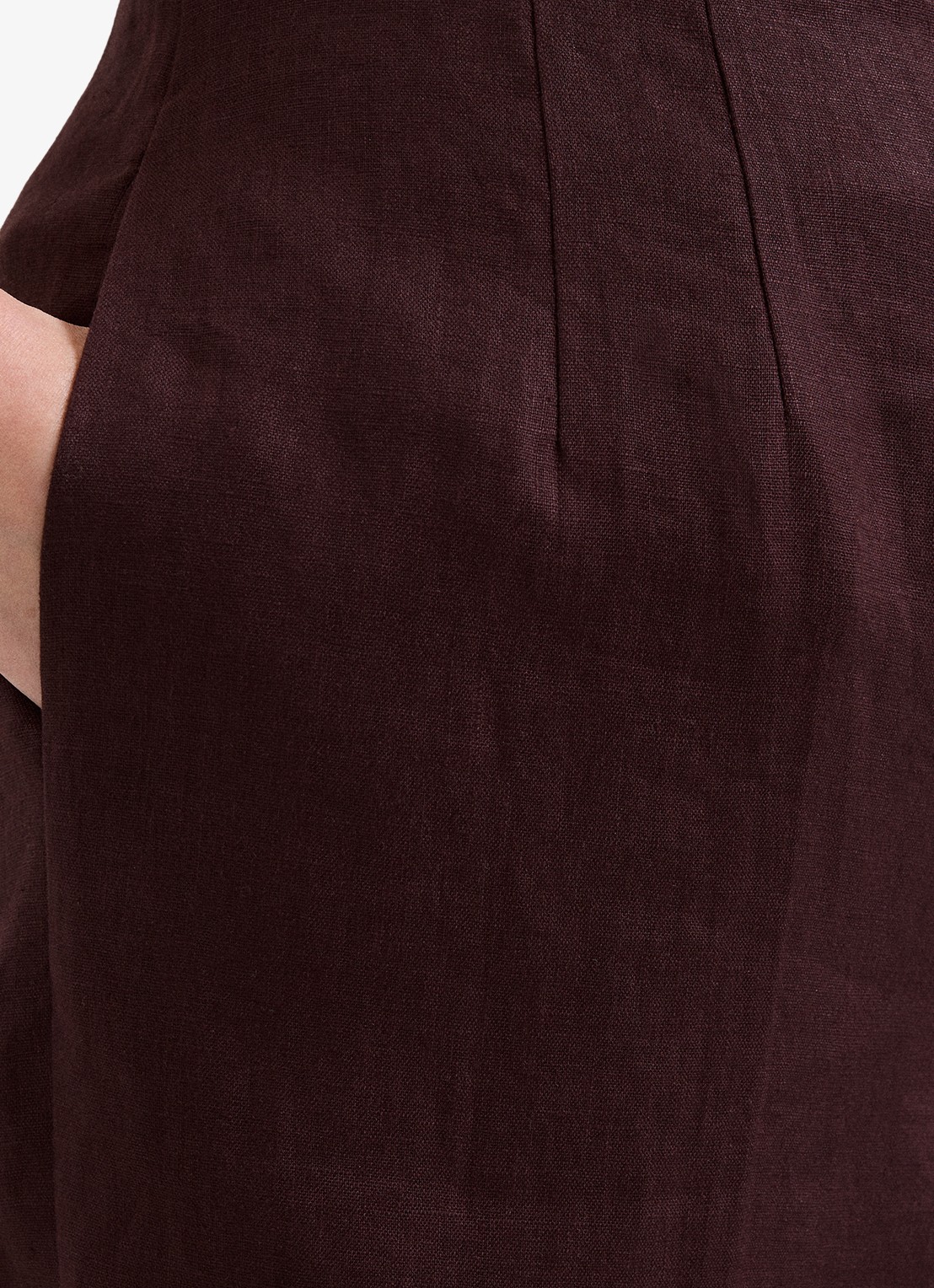 Phase Eight Zoey high waist wide fit pantalon van linnen - detail 4 donkerbruin