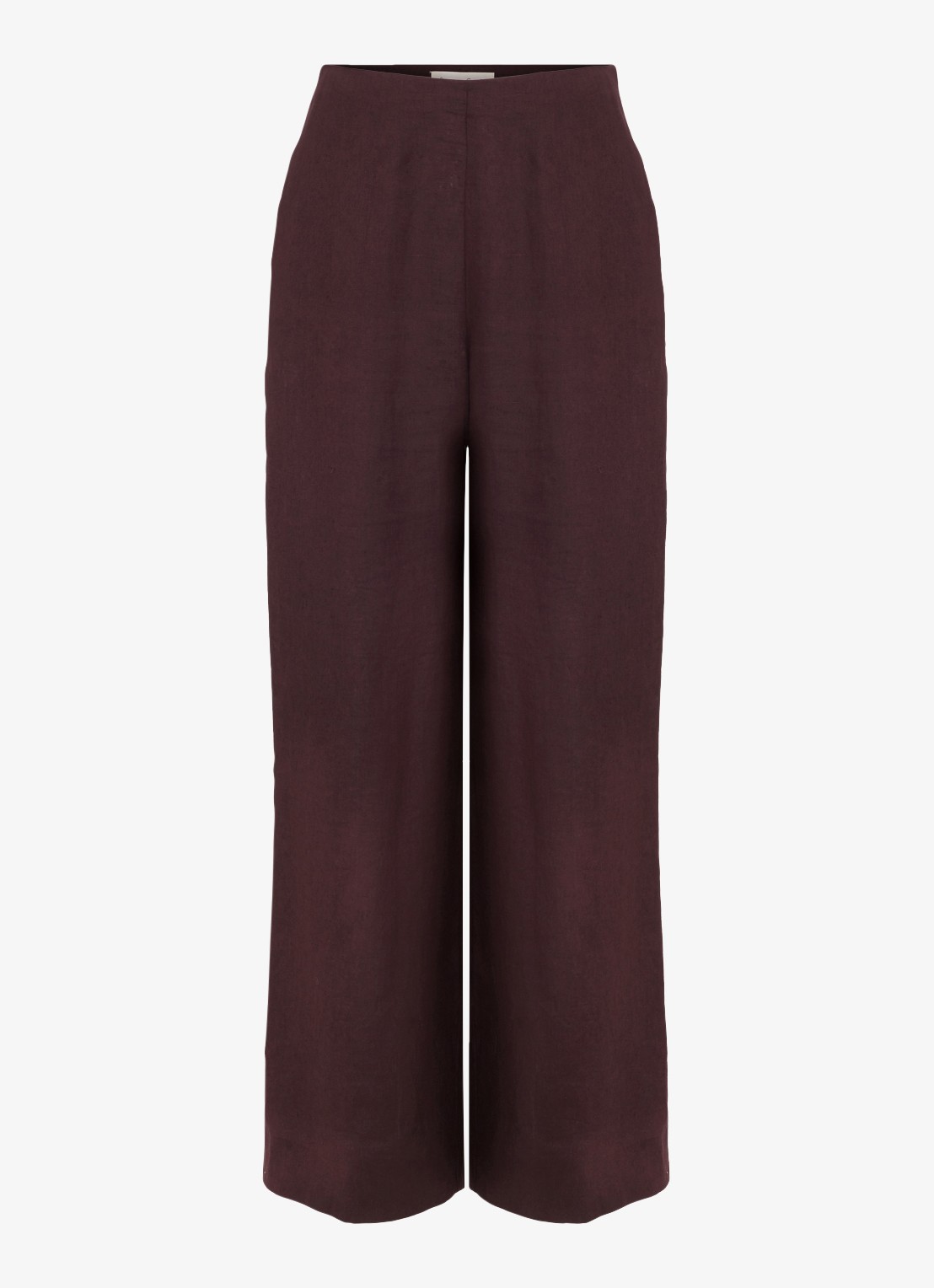 Phase Eight Zoey high waist wide fit pantalon van linnen - voorkant donkerbruin