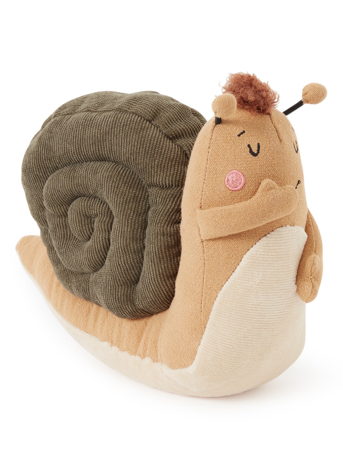 Picca Loulou Snail Sandy knuffel in linnenblend 18 cm - voorkant bruin