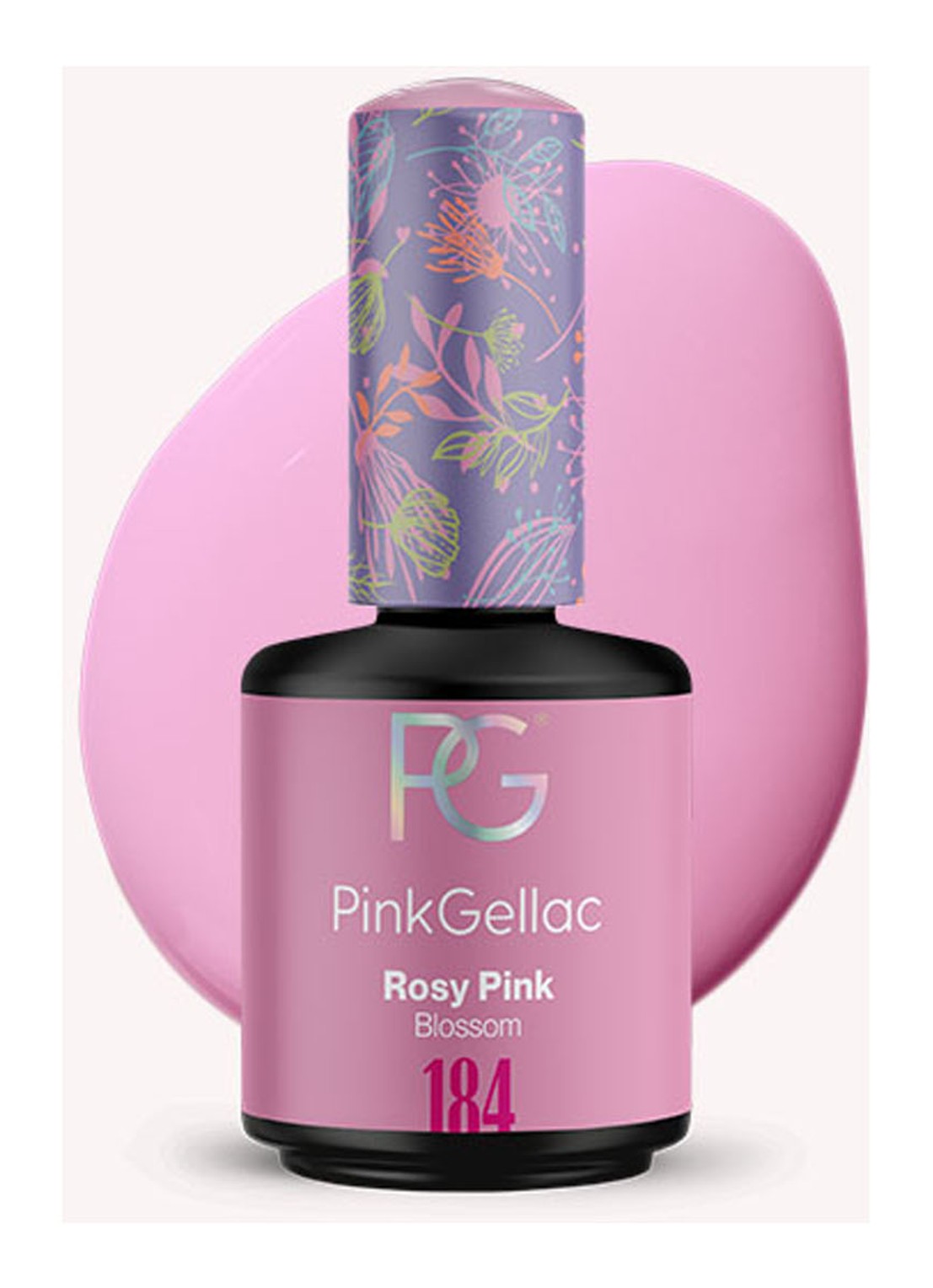 Pink Gellac 184 Rosy Pink - gel nagellak - voorkant 2 184 rosy pink