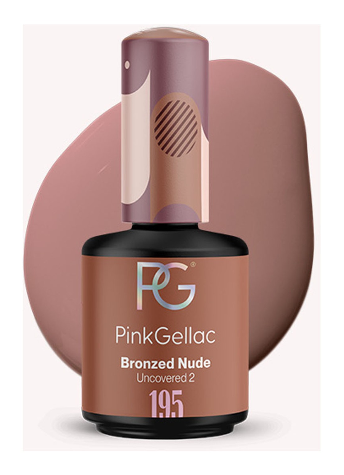 Pink Gellac 195 Bronzed Nude - gel nagellak - voorkant 195 bronzed nude