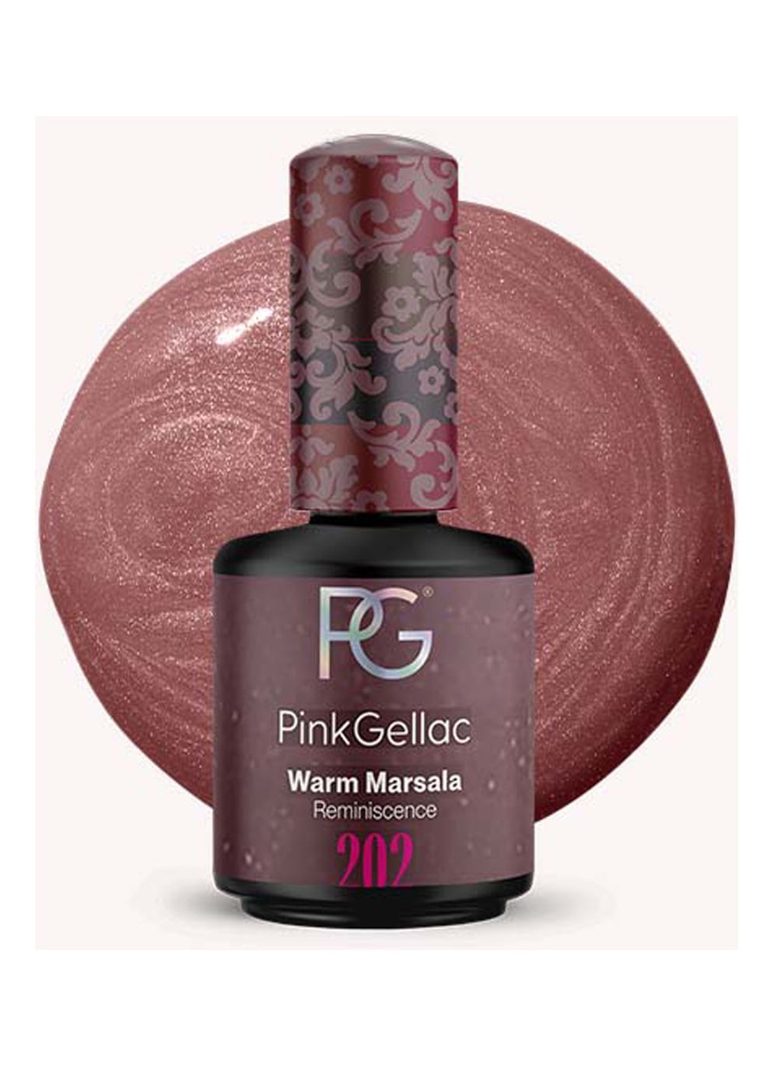 Pink Gellac 202 Warm Marsala - gel nagellak - voorkant 2 202 warm marsala