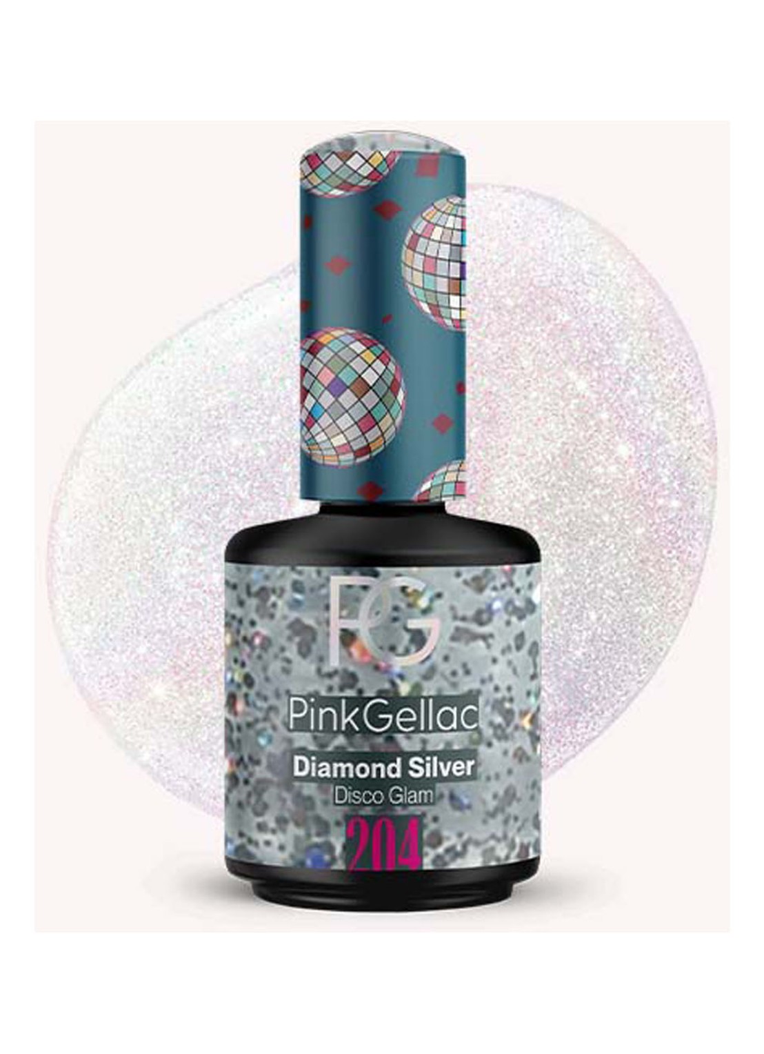Pink Gellac 204 Diamond Silver - nagellak - voorkant 2 204 diamond silver