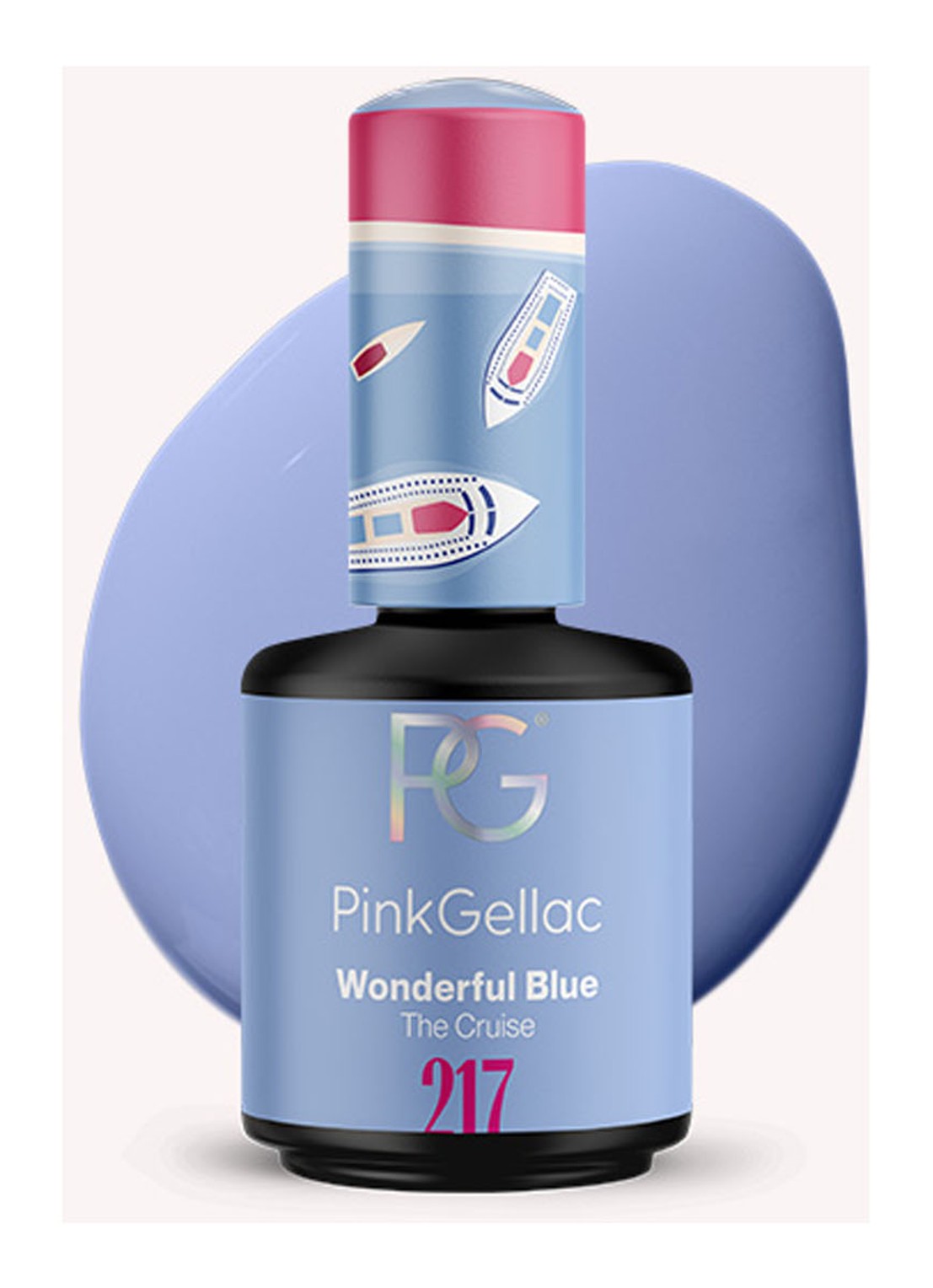Pink Gellac 217 Wonderful Blue - gel nagellak - voorkant 217 wonderful blue