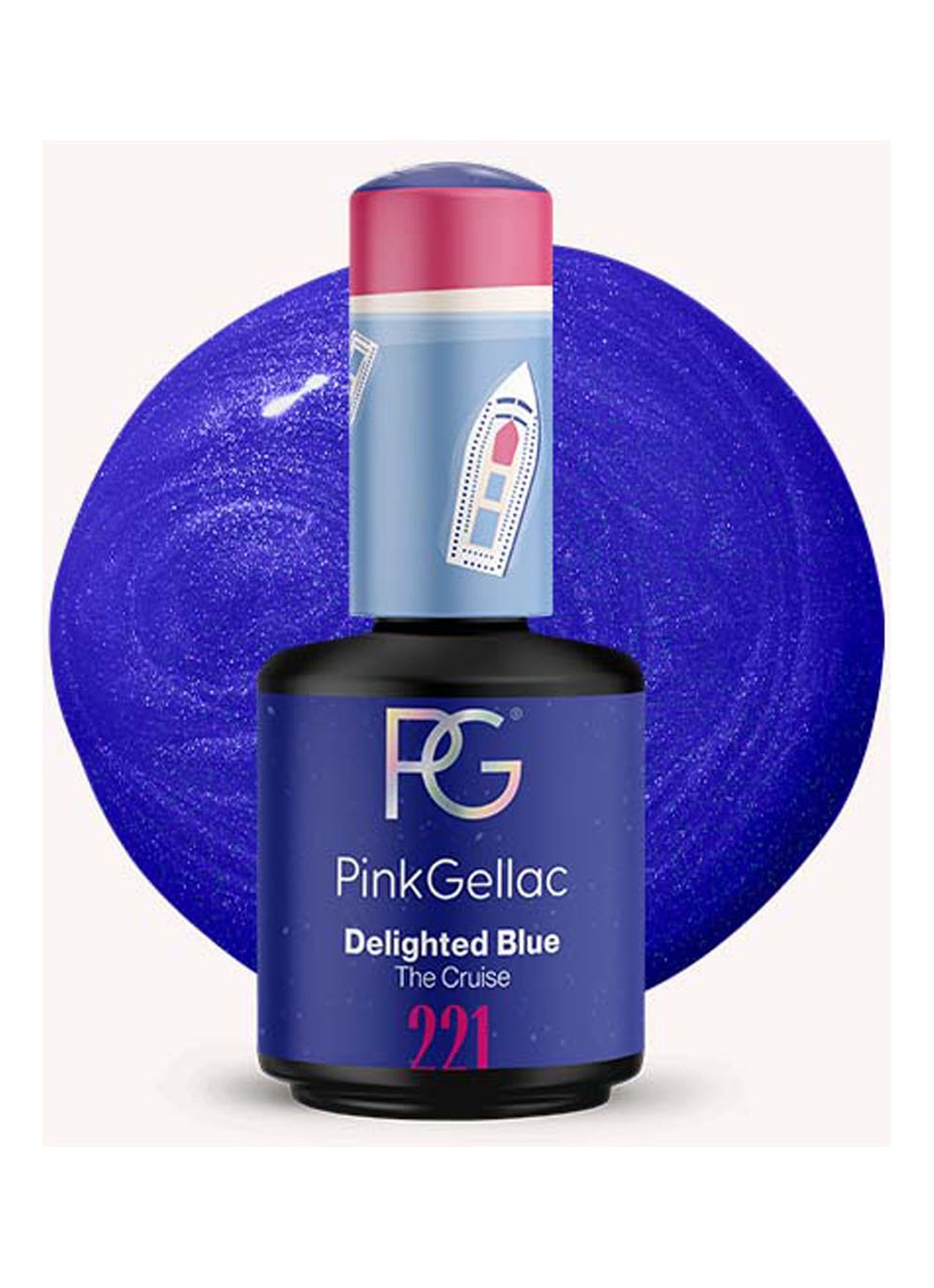 Pink Gellac 221 Delighted Blue - gel nagellak - voorkant 2 221 delighted blue