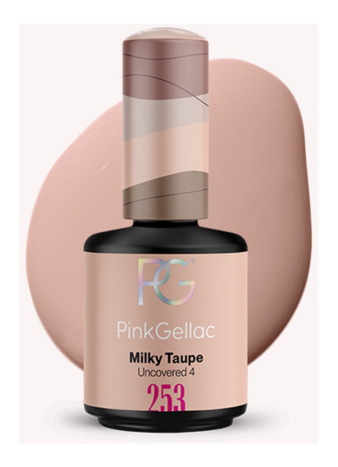 Pink Gellac 253 Milky Taupe - gel nagellak - voorkant 253 milky taupe