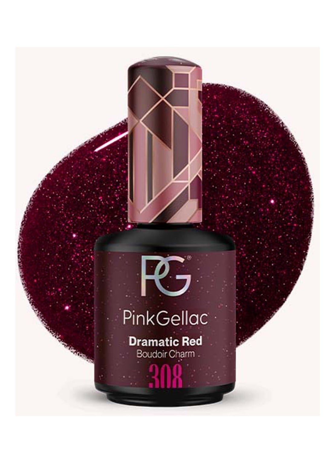 Pink Gellac 308 Dramatic Red - gel nagellak - voorkant 308 dramatic red