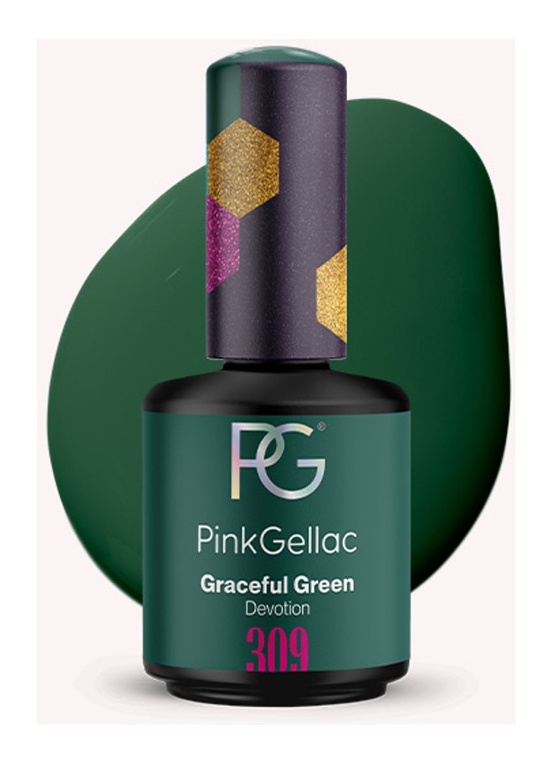 Pink Gellac 309 Graceful Green - gel nagellak - voorkant 2 309 graceful green