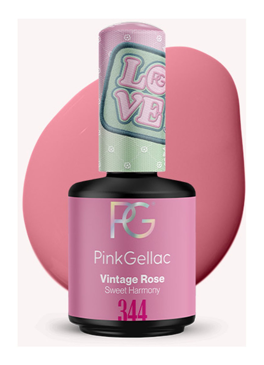 Pink Gellac 344 Vintage Rose - gel nagellak - voorkant 2 344 vintage rose