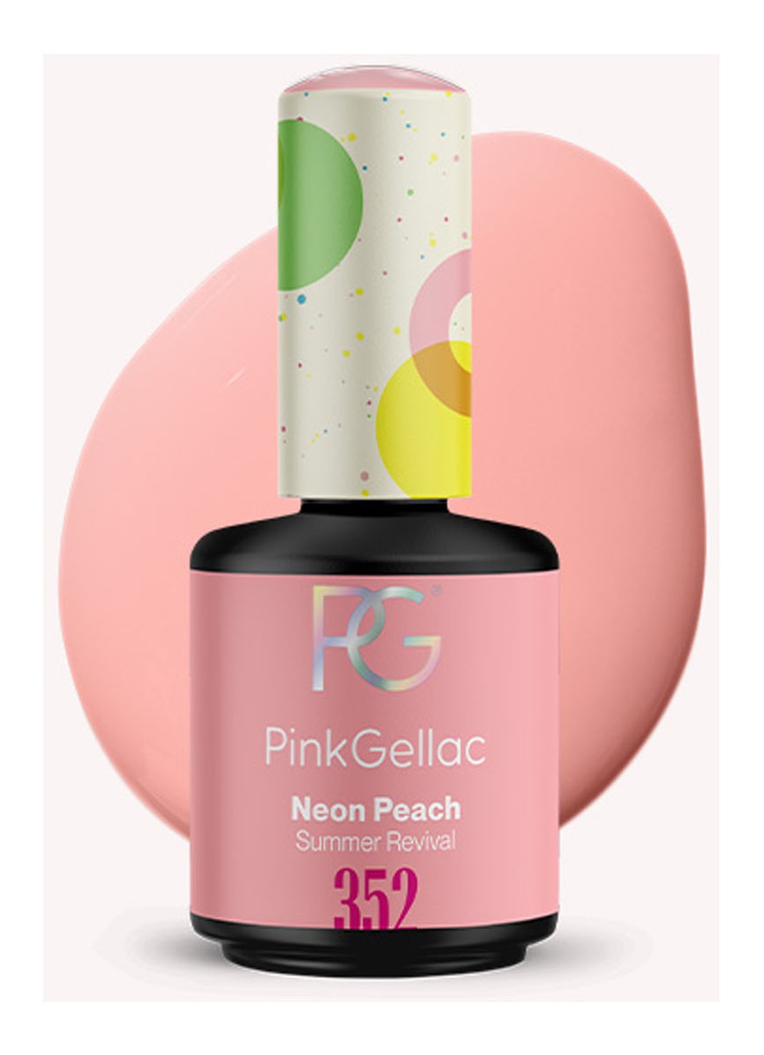Pink Gellac 352 Neon Peach - gel nagellak - voorkant 352 neon peach