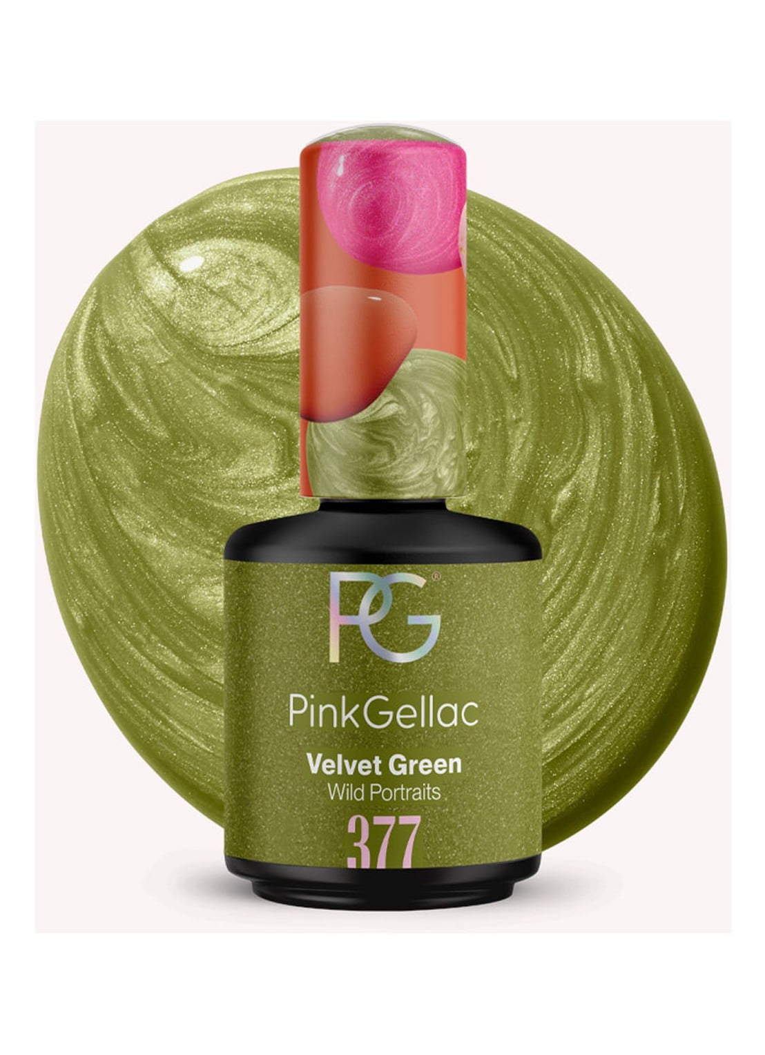 Pink Gellac 377 Velvet Green - gel nagellak - voorkant 2 377 velvet green