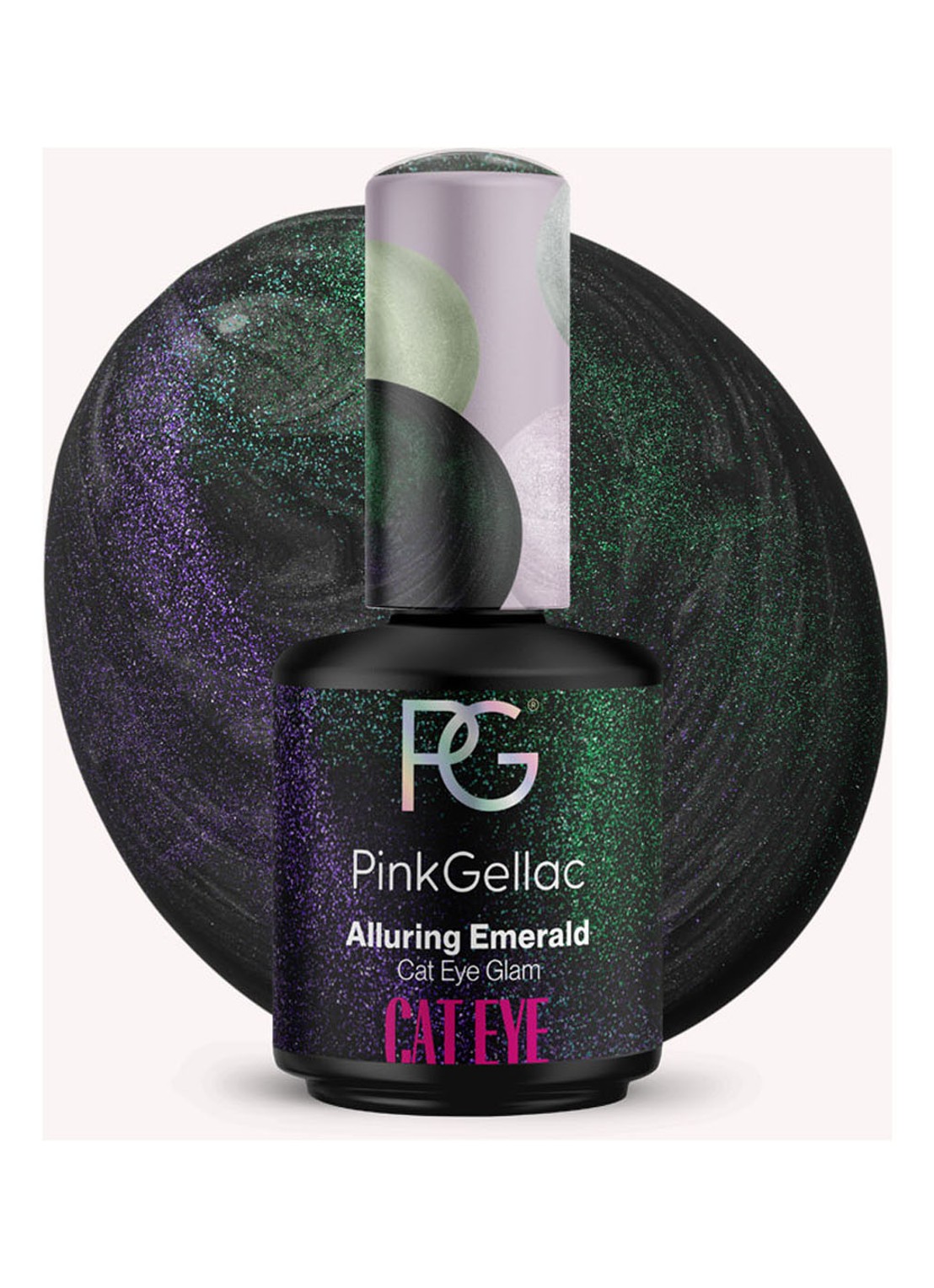 Pink Gellac Alluring Emerald - gel nagellak - voorkant alluring emerald