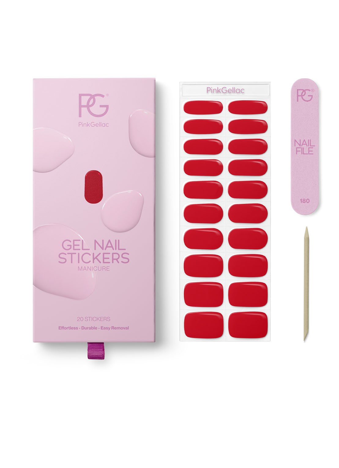 Pink Gellac Gel Stickers - nagelstickers - voorkant 034 rocking red